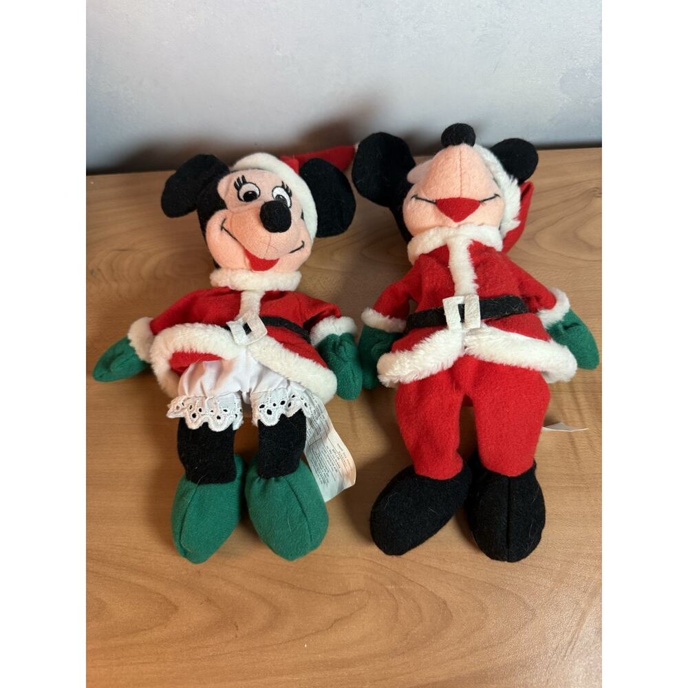 Mickey & Minnie Mouse Santa Disney Store Mini Bean Bag Plushes 9” - Picture 3 of 6